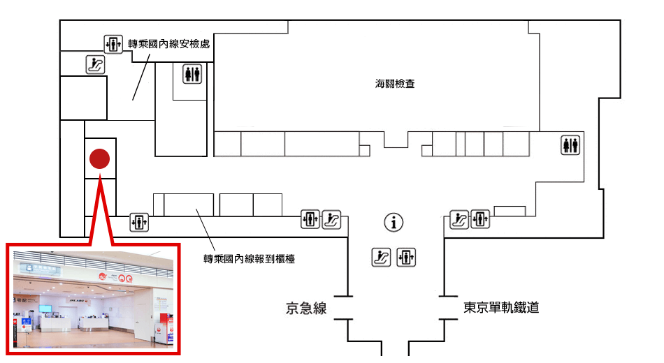 羽田機場第3候機樓 [2樓] 到達抵港大廳（到達廳）領取地點平面圖