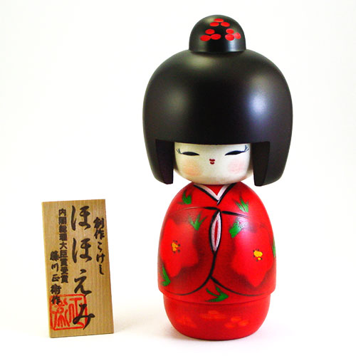 日本木雕娃娃 微笑