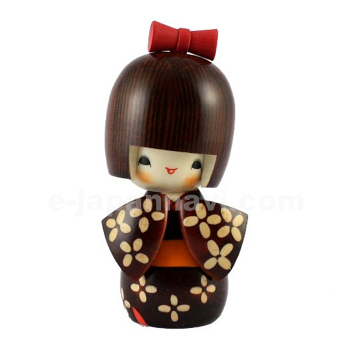 日本木雕娃娃小袖（茶）