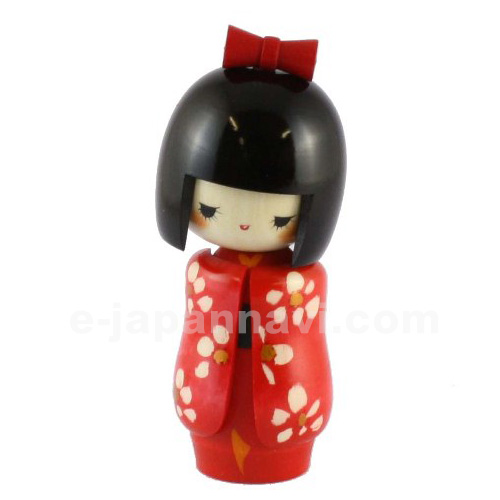 日本木雕娃娃少女袖紅