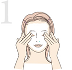 取樱桃大小（2.5～3ｇ）在手心，从化妆浓的部位开始逐渐擦末至整个脸部。