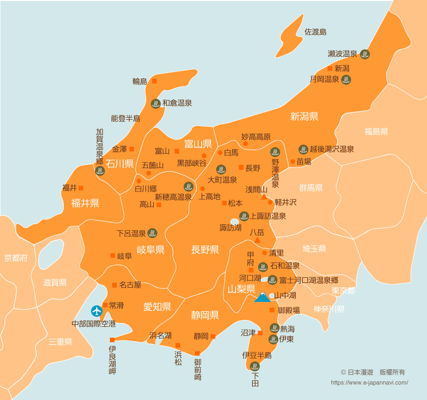 日本中部地區地圖 Japan Chubu Area Map 中文版