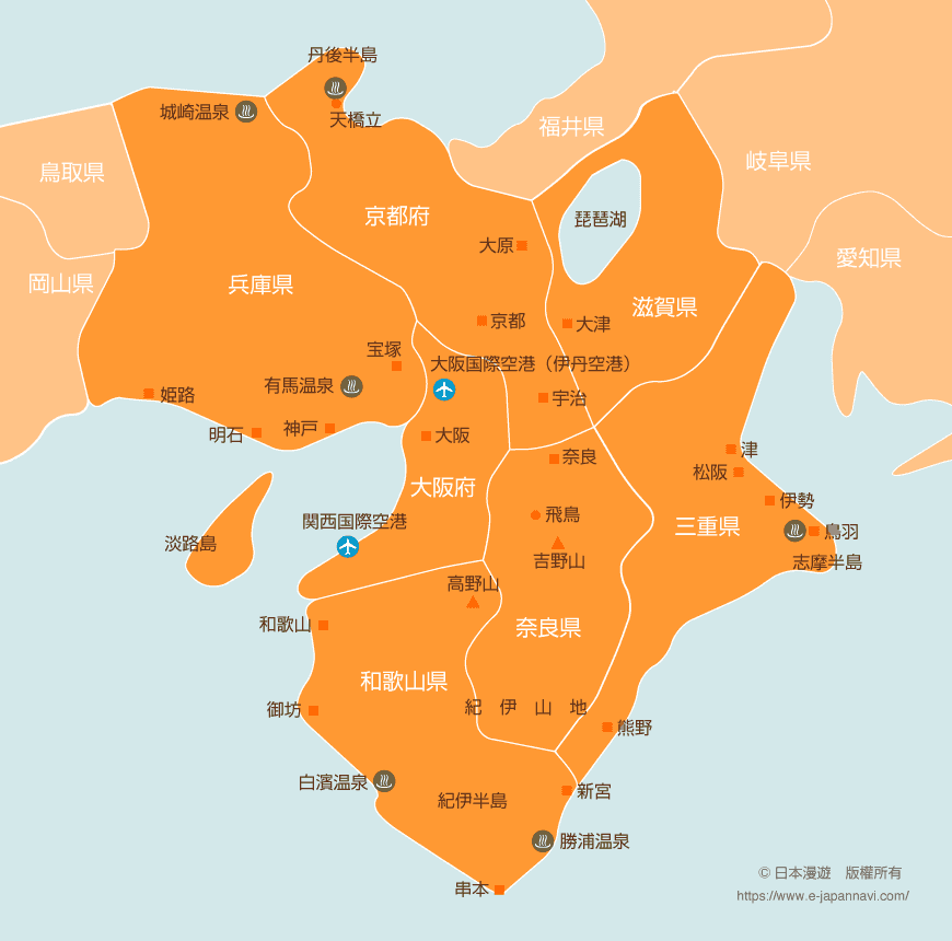 日本近畿地區地圖 Japan Kinki Area Map 中文版