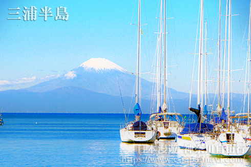 三浦半島遊艇碼頭望白頭富士山