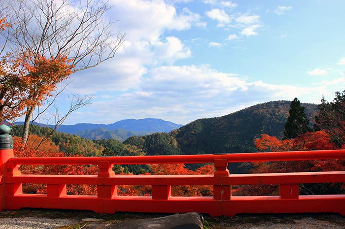 由鞍馬寺「本殿金堂」眺望鞍馬寺周圍群山美景