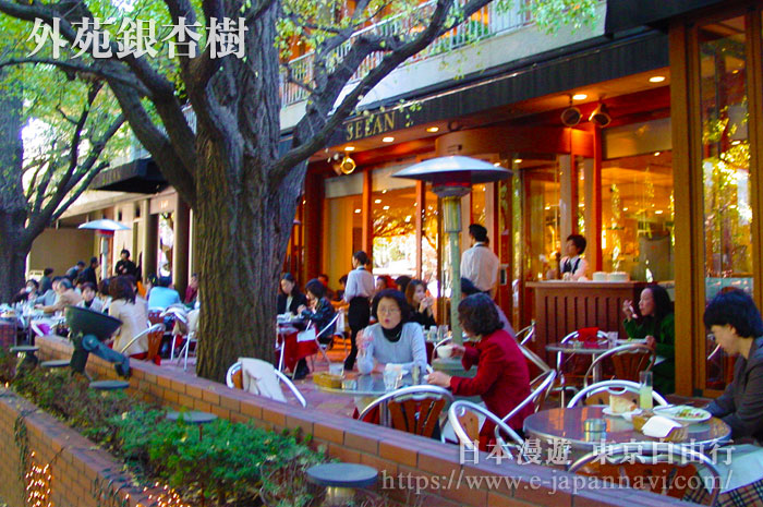 東京外苑前銀杏林蔭道入口處的咖啡廳