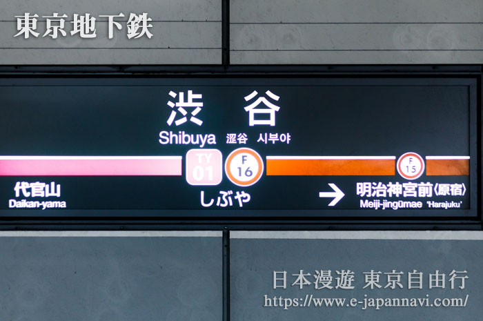 地鐵副都心線澀谷站站牌